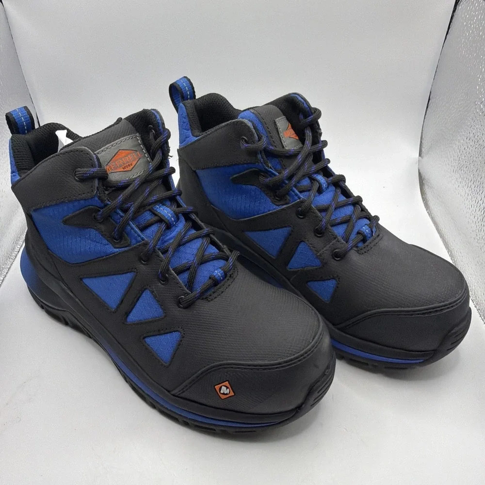 Merrell‎ Day One Safety Speed Work Boots, Black/Blue, Men's 4.5 M. New